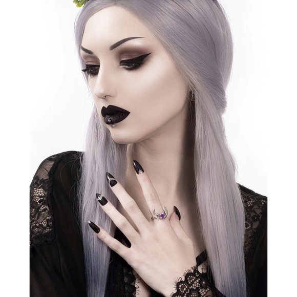 ♡ ROGUE + WOLF Mirror Stainless Steel Ring Rhea 925 Silver Amethyst Stone Purple - Picture 4 of 12